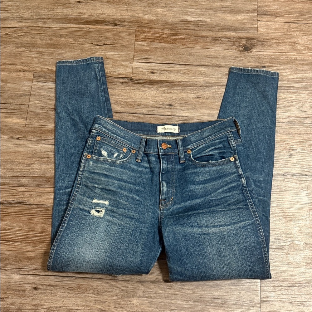 Madewell Indigo Distressed Denim Jeans high riser skinny skinny